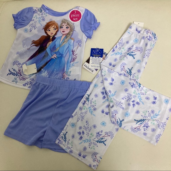 Disney Frozen Elsa Anna Cute 3pc Pajama Set - Picture 4 of 5